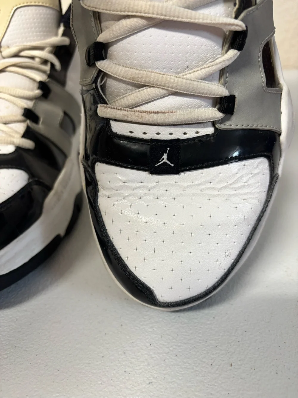 Jordan Men's Cut-Top Athletic Sneakers in White, Black & Gray